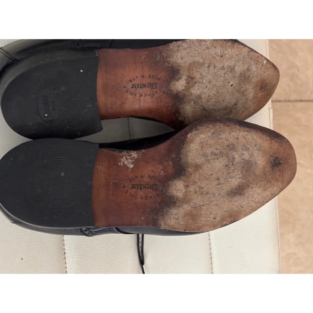 Dexter Cap Toe Oxford Dress Shoes Black‎ Leather Men Size 9 M Wingtip Brogue